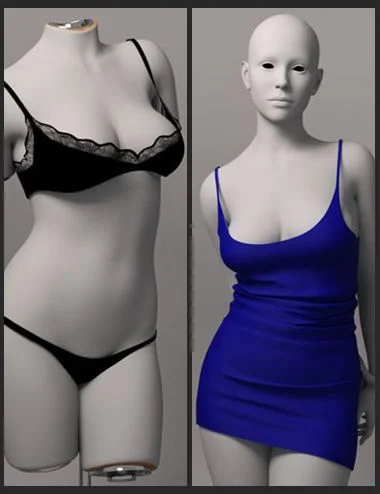 EG RTCB Slip Dress and Lace Lingerie Set for Genesis 9 Bundle