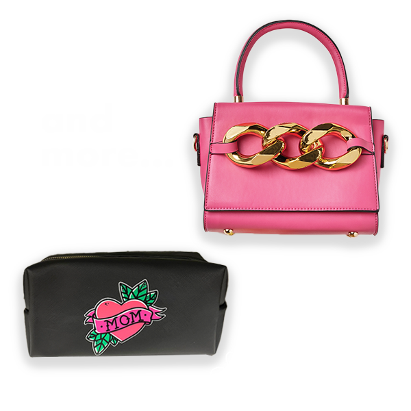 Pink purse with gold hardware and heart mom pouch deals on gifts and more.