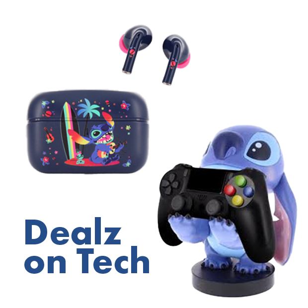 Deals on Disney’s Stitch tech earphones and game controller holder.