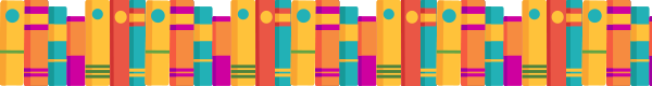 Stack of multi colored book border