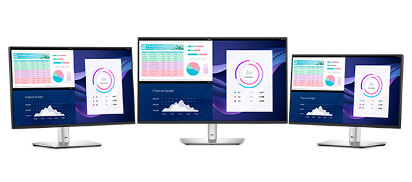 Dell P2725H 27 P-Series monitor, P2425H 24 P-Series monitor, P2225H 22 P-Series monitor.