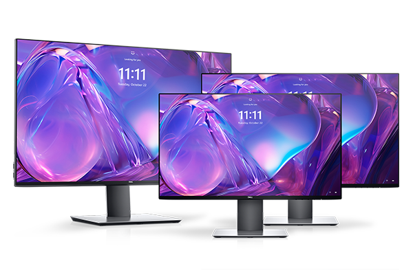 Dell 32-inch UltraSharp (U3219Q) monitor is shown with U2419HC and U2719D monitors.