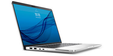 A Dell Pro 14 Plus Laptop​ on a dark gray background.