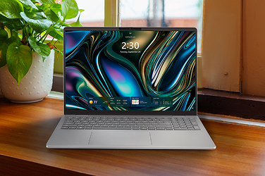 A Dell laptop computer in a home environment.