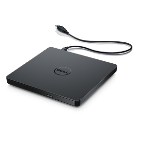 A Dell USB Slim DVD Drive on a dark gray background.