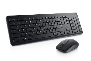 Dell keyboard and mouse on a dark gray background.