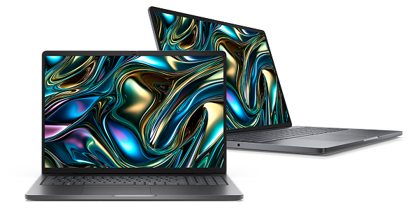 Two Dell Pro 16 Laptop computers on a dark gray background.