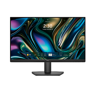 A Dell monitor on a dark gray background.