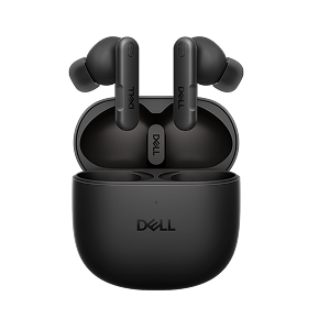 A Dell wireless in-ear stereo headset.