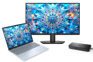 A Dell laptop computer, monitor and dock with limited-time offers.