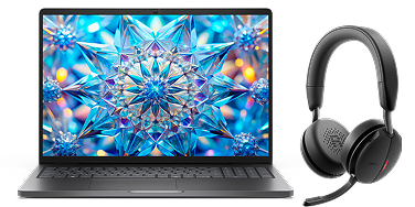 A Dell Pro 16 laptop and a Dell Pro Plus wireless ANC headset.