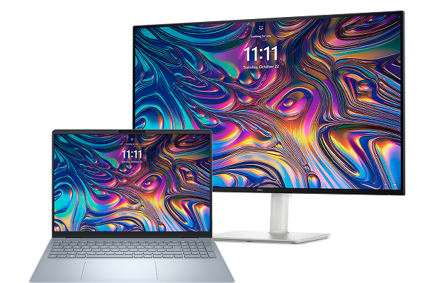 A Dell 16 Plus laptop computer and a Dell 32 Plus 4K monitor.
