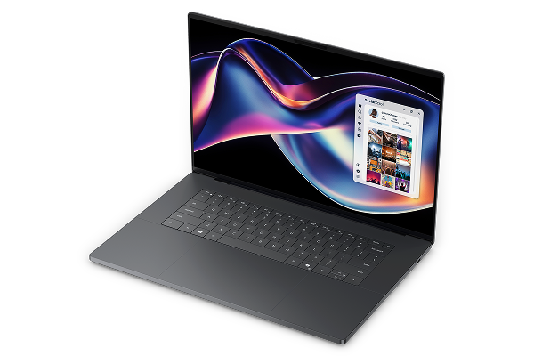 A new Dell XPS laptop computer on a dark background.