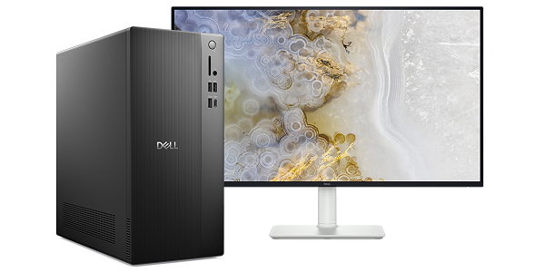 A Dell Tower Desktop computer and a Dell 32 Plus 4K Monitor.
