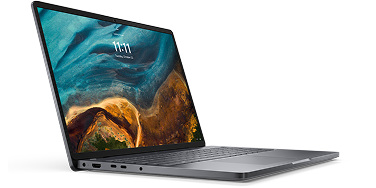 A Dell Pro 16 Laptop computer on a dark background.