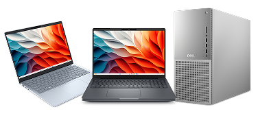 Three computers including a Dell 14 Plus Laptop, Dell Pro Max 16 Plus Laptop and a Dell Tower Plus Desktop.
