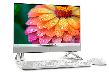 A Dell 24 All-in-One desktop computer with a Dell wireless keyboard and mouse.