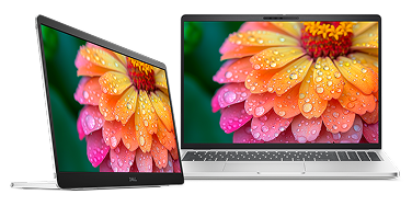 A Dell Pro 14 Plus Portable Monitor next to a Dell Pro 16 Plus Laptop computer.