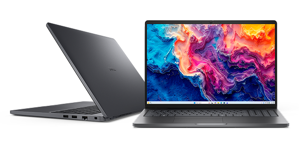 Two Dell Pro 16 Laptop computers at different angles.