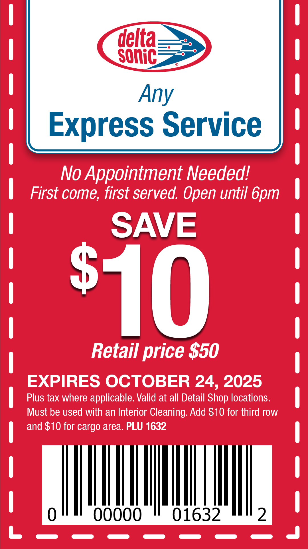 express service $10 off plu 1632