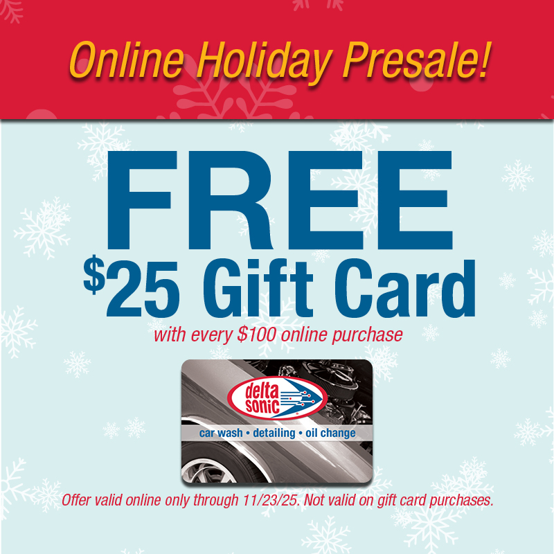 Free $25 gift card with every $100 online purchase. Excludes gift card purchases