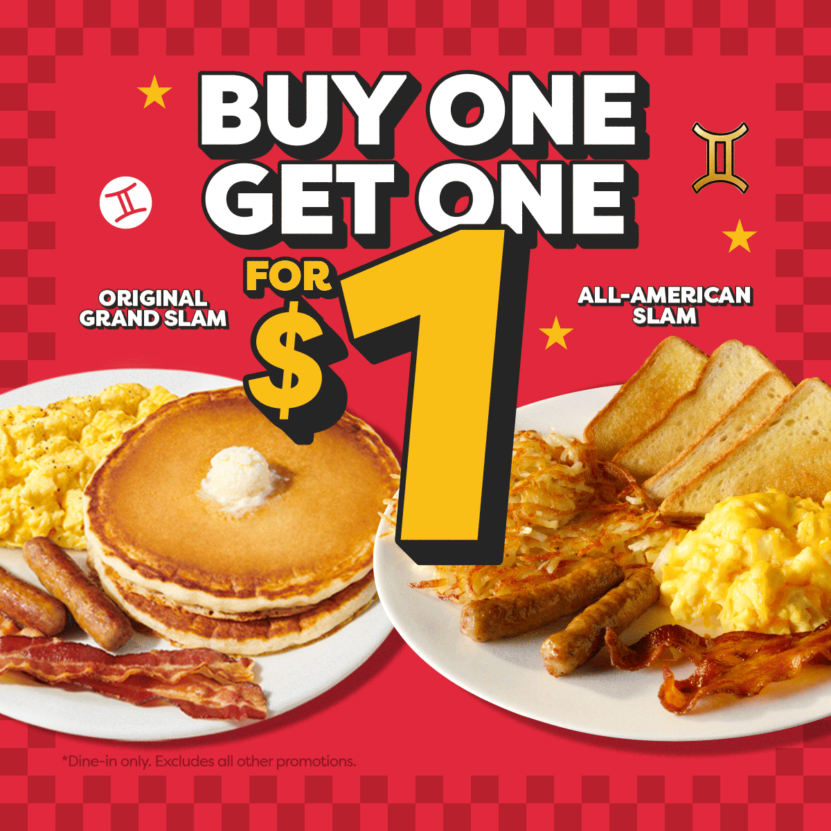 BUY ONE, GET ONE FOR $1, Original Grand Slam All-American Grand Slam