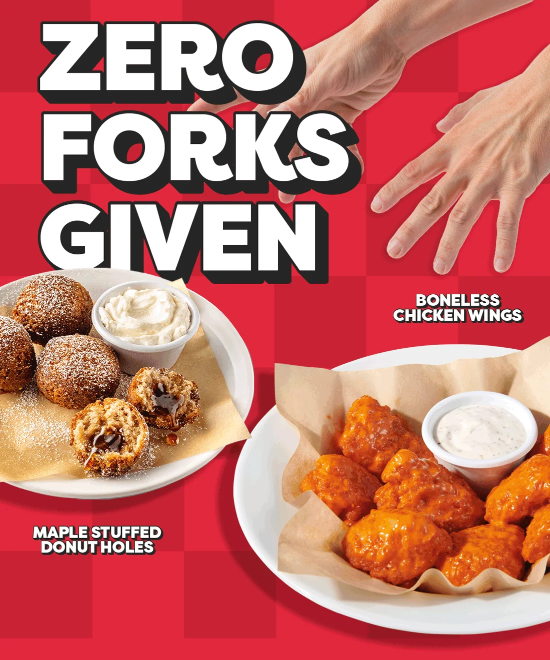 Zero Forks Given - Boneless Chicken Wings - Maple Stuffed Donut Holes