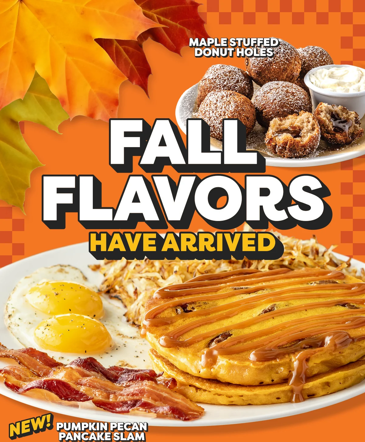 Maple Stuffed Donut Holes - Fall Flavors have Arrived - New! Pumpkin Pecan Pancake Slam