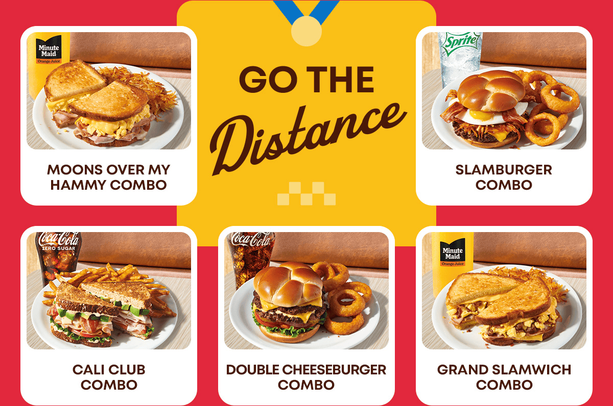 Go The Distance - Minute Maid Moons Over My Hammy Combo - Sprite Slamburger Combo - CocaCola Zero Sugar Cali Club Combo - CocaCola Double Cheeseburger Combo - Minute Maid Grand Slamwich Combo