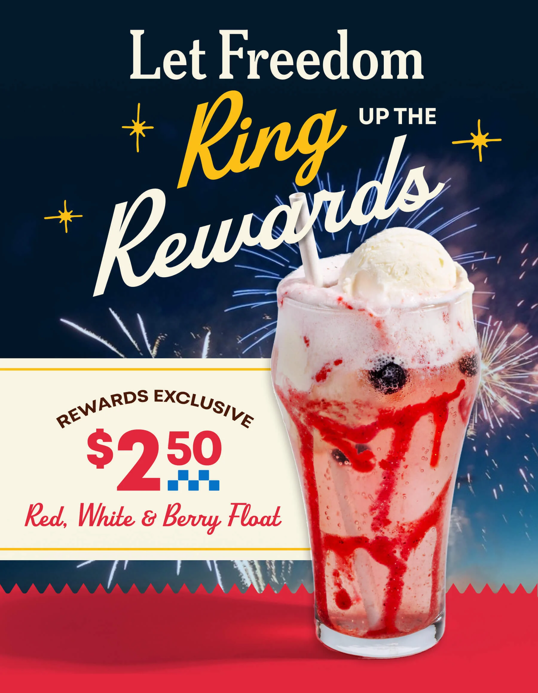 Let Freedom Ring - UP THE Rewards - REWARDS EXCLUSIVE $2.50 Red, White & Berry Float