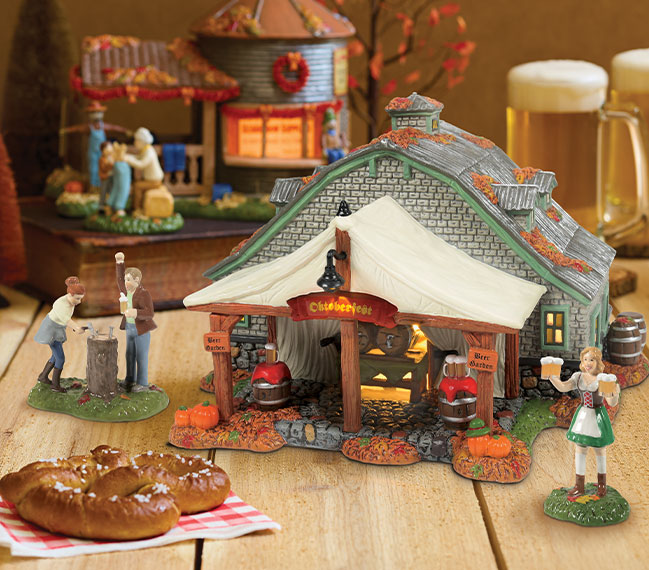 Oktoberfest Beer Garden lighted building