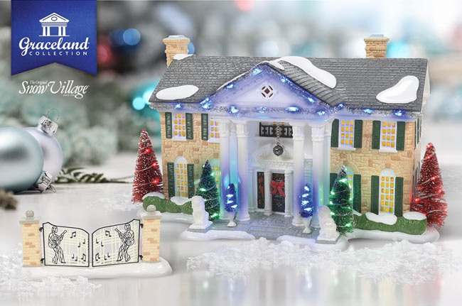 Graceland with Gate Set of 2 lighted building and figurine