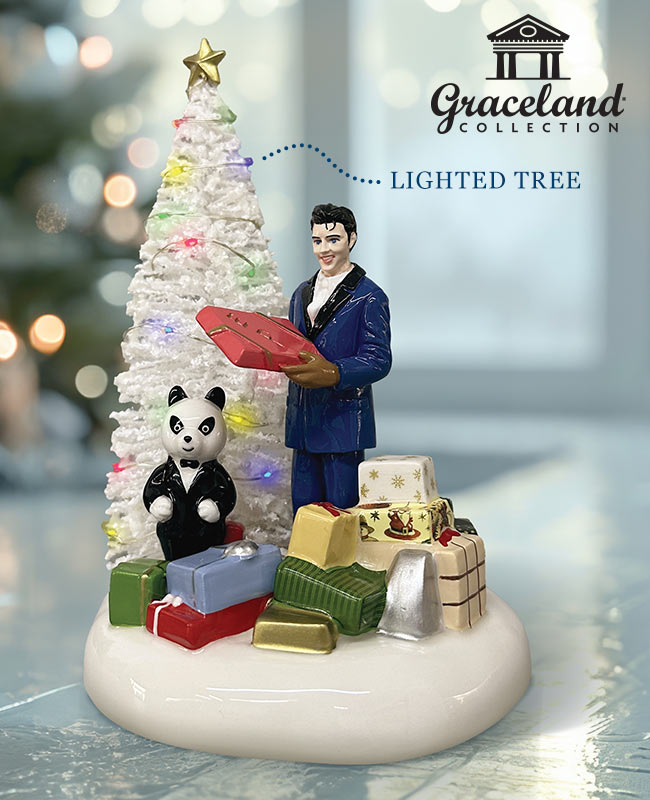 Elvis Passes Out The Gifts lighted figurine