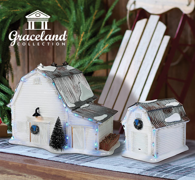 Graceland Stables Set of 2 lighted buildings