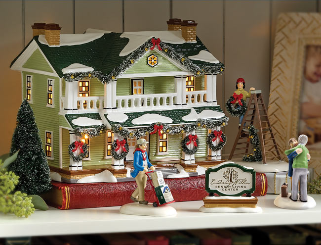 The Enduring Willow Senior Center lighted building 2-piece set and Friends & Neighbors figurine