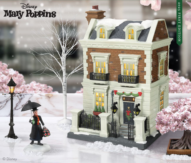 17 Cherry Tree Lane lighted building and Mary Poppins Arrives figurine
