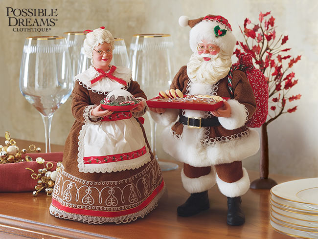 Mr. & Mrs. Claus 2-piece set in gingerbread-themed attire