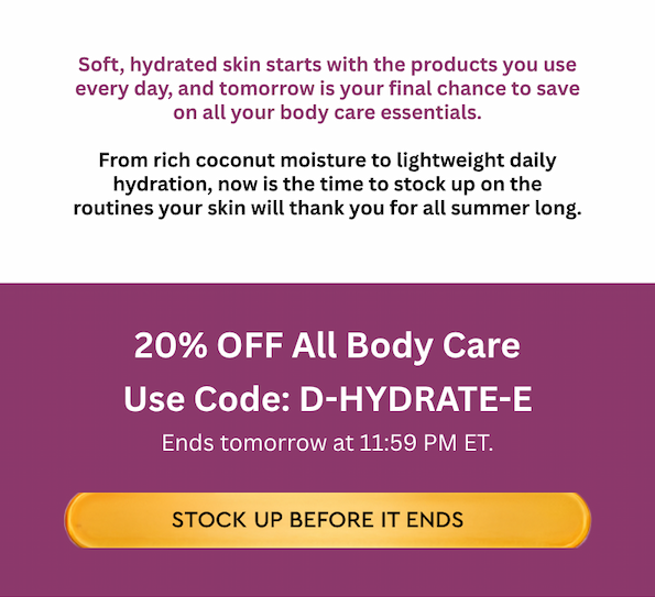 20% off bodycare 