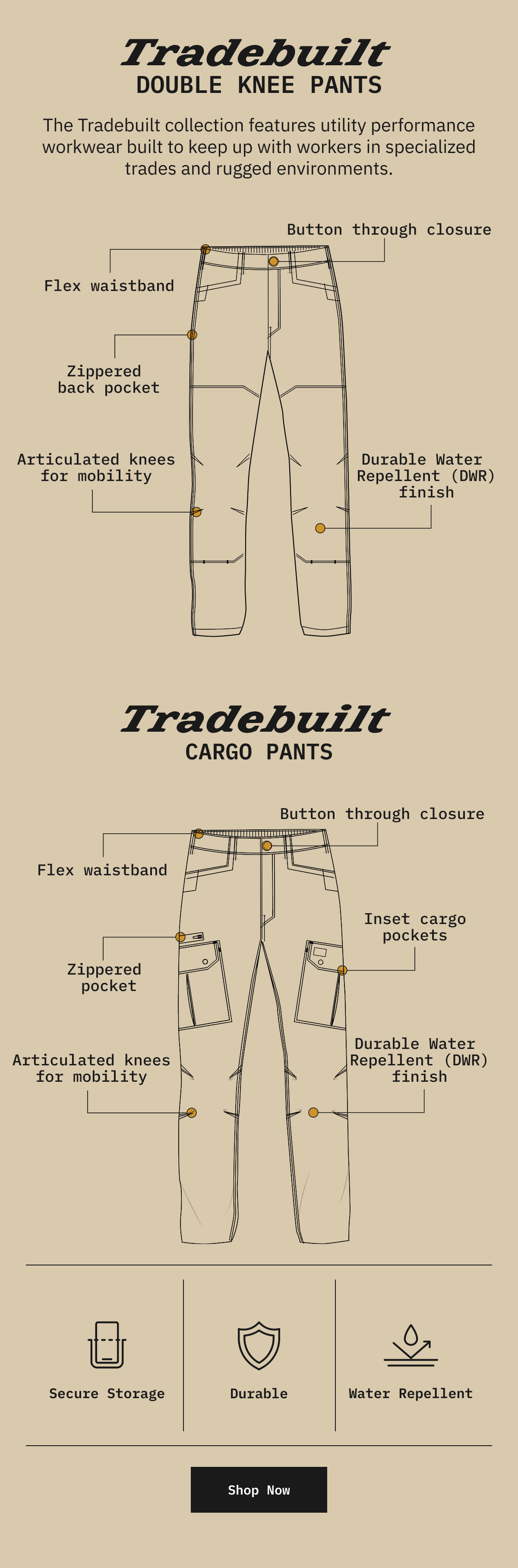 Tradebuilt. Double Knee Pants. The Tradebuilt collection features utility performance workwear ...