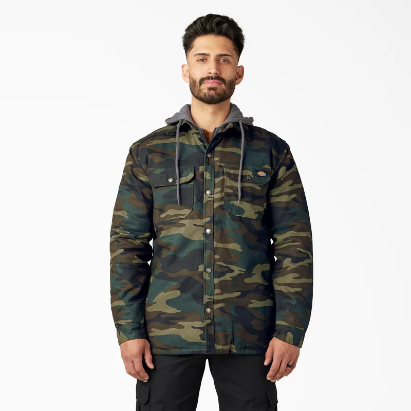 Water Repellent Duck Hooded Shirt Jacket