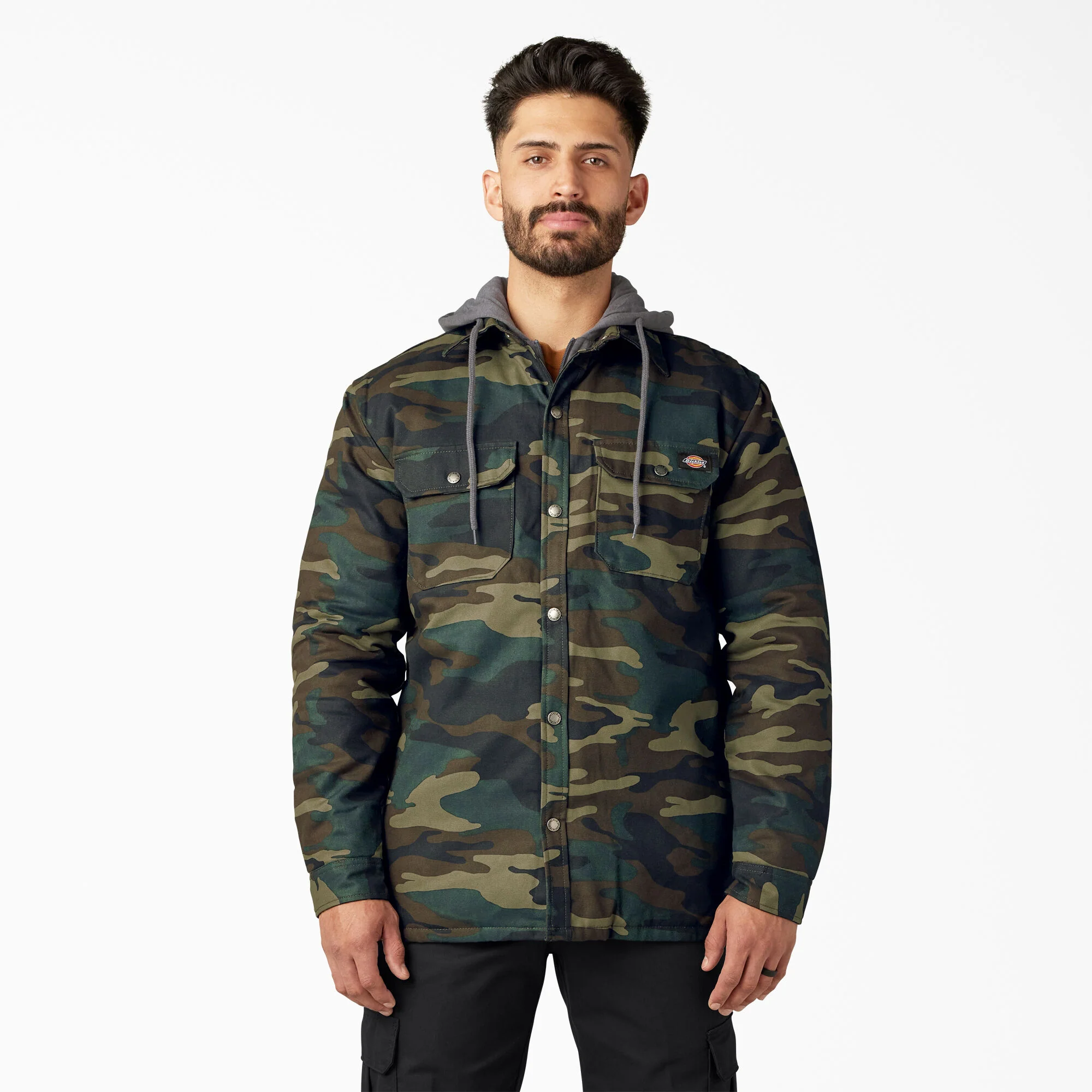 Water Repellent Duck Hooded Shirt Jacket