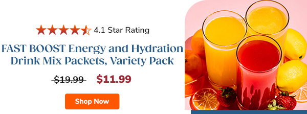 Fast Boost Energy & Hydration Drink Mix, Variety Pack | $11.99