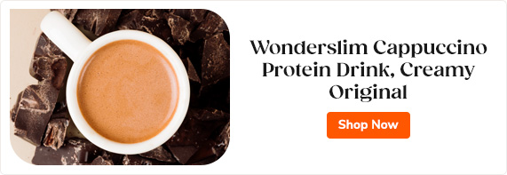 Wonderslim Cappuccino Protein Drink, Creamy Original Shop Now >>