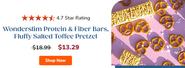 Wonderslim Protein & Fiber Bars, Fluffy Salted Toffee Pretzel | $13.29