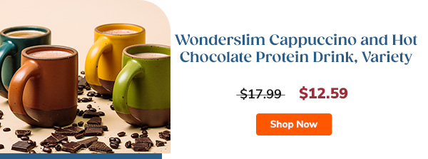 Wonderslim Cappuccino and Hot Chocolate Protein Drink, Variety Pack | $12.59