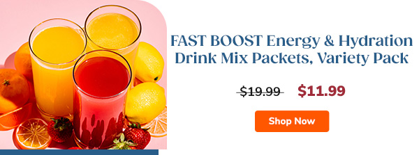 FAST BOOST Energy and Hydration Drink Mix Packets, Variety Pack | $12.59