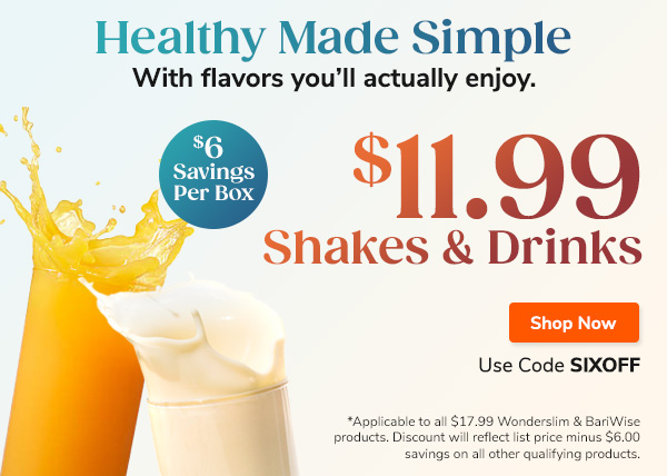 Healthy Made Simple with flavor you'll actually enjoy. $11.99 Shakes & Drinks. Use Code SIXOFF Shop Now >>