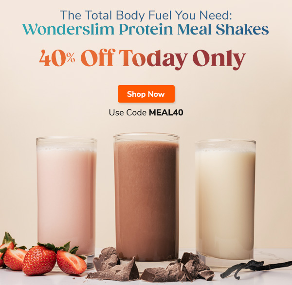 Total Total Body Fuel You Need: Wonderslim Protein Meal Shakes | 40% OFF Today Only. Shop Now >> Use Code MEAL40