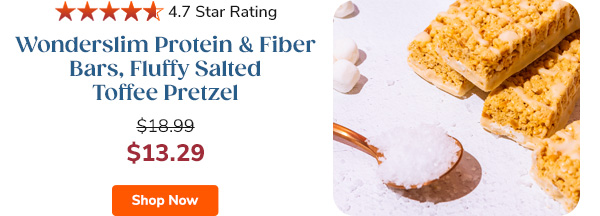 Wonderslim Protein & Fiber Bars, Fluffy Salted Toffee Pretzel | $13.29