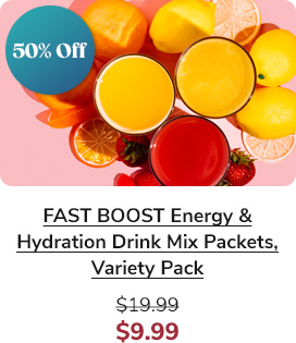 FAST BOOST Energy & Hydration Drink Mix Packets, Variety Pack | $9.99